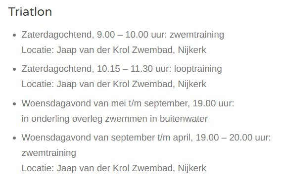 traingstijden triatlon
